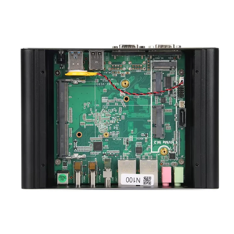 Mini PC industriale Intel N100 CPU DDR4 M.2 NVME SSD 2x DB9 RS232 2x LAN 6x USB 2x HDMI 1x DP WiFi 4G Slot SIM Windows10/11 Linux