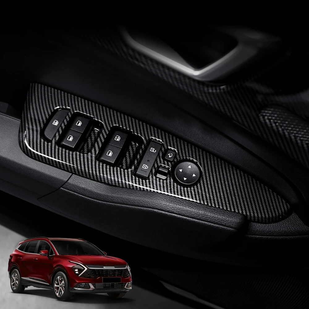 4 قطعة نافذة السيارة زر التحكم لوحة الكسوة مقبض الباب شريط زخرفي لكيا سبورتاج NQ5 2023-2025 الملحقات الداخلية #1