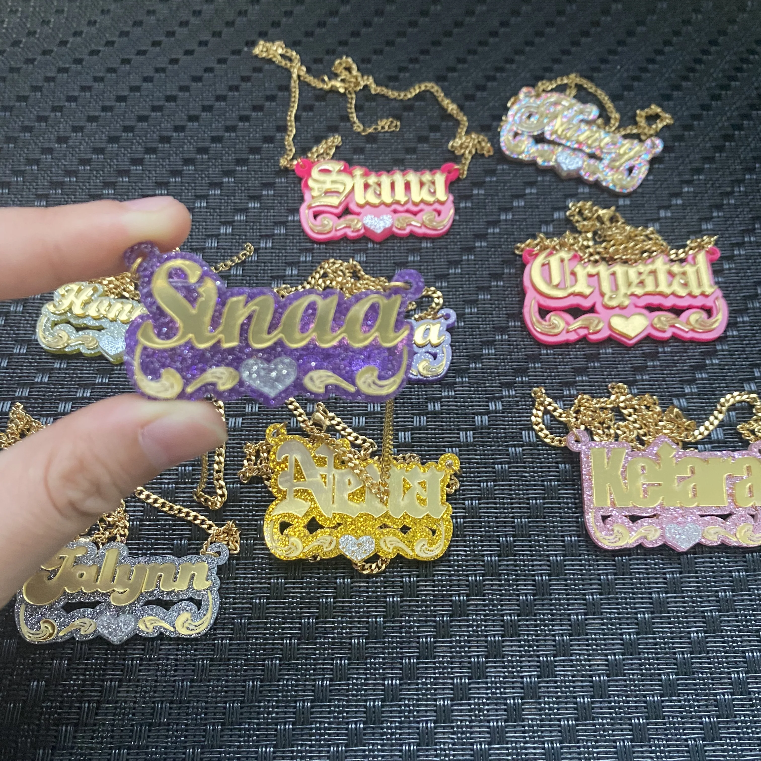 Custom Acrylic Necklace Personalized Name Necklaces Nameplates Acrylic Choker Pendant for Women Girl Kids Jewelry Gift