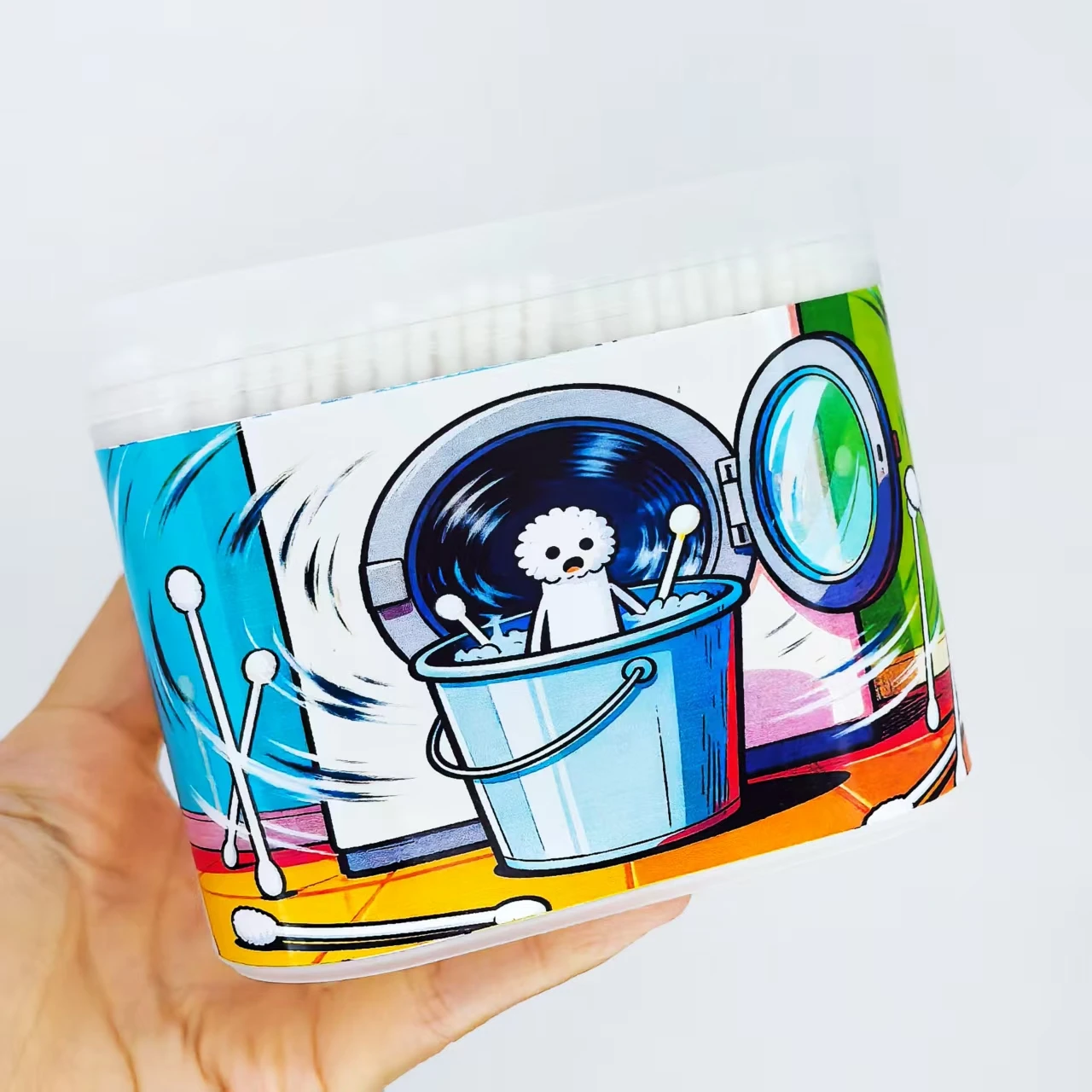 600 قطعة من مسحات القطن ذات المحور الدقيق برأسين مع أنماط إبداعية في صندوق، مسحات قطنية هدية