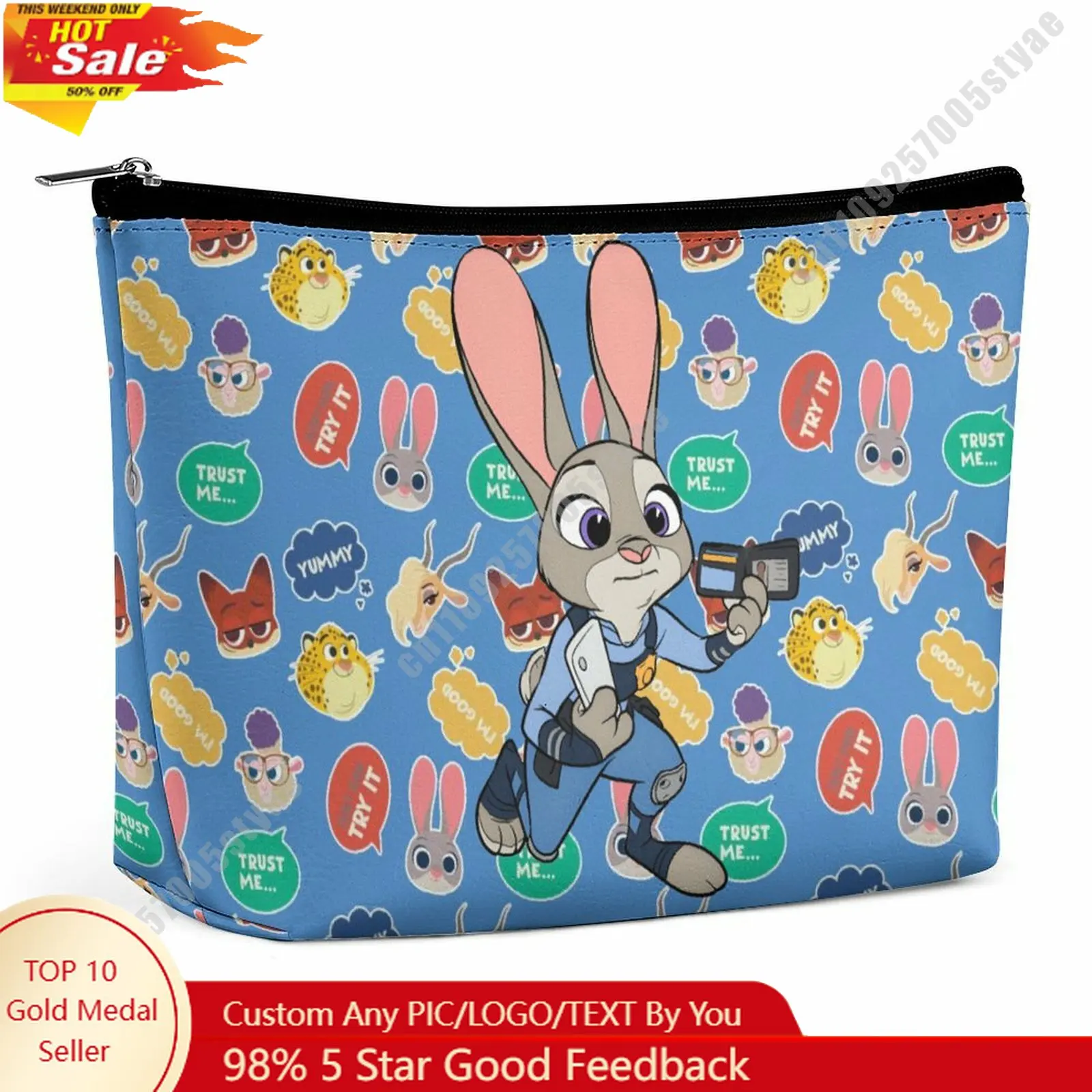 

Косметичка Джуди Хоппс с персонажами мультфильмов Диснея, индивидуальный графический дизайн, персонализированное оформление, праздничный подарок, для хранения косметики