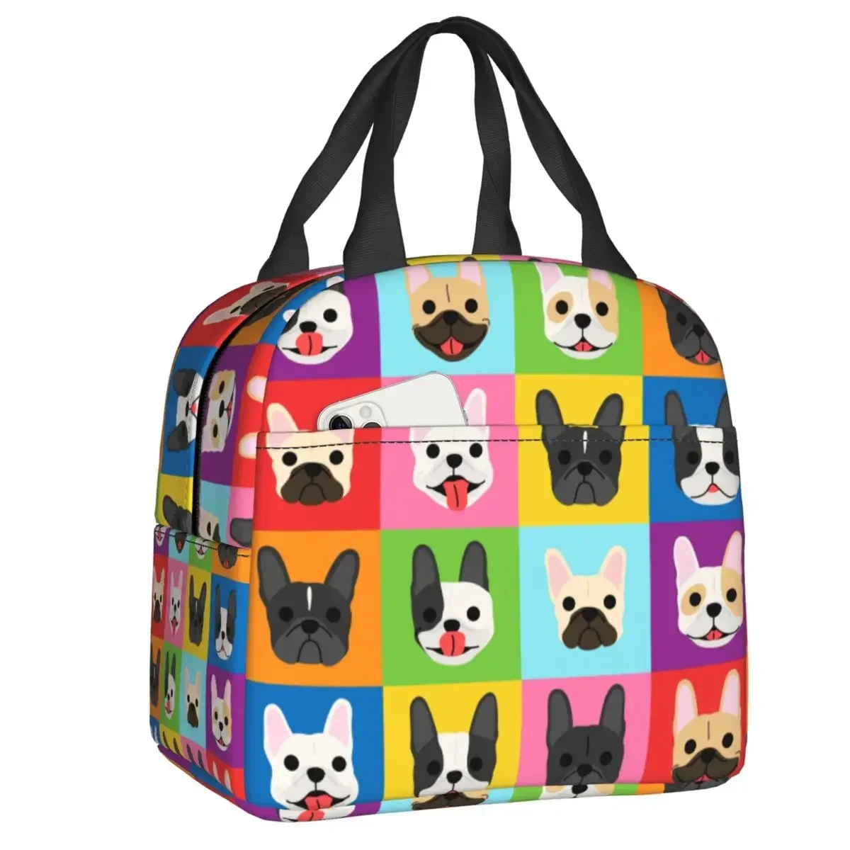 

Custom French Bulldog Thermal Insulated Lunch Bag Women Funny Puppy Resuable Lunch Container for School Multifunction Food Box