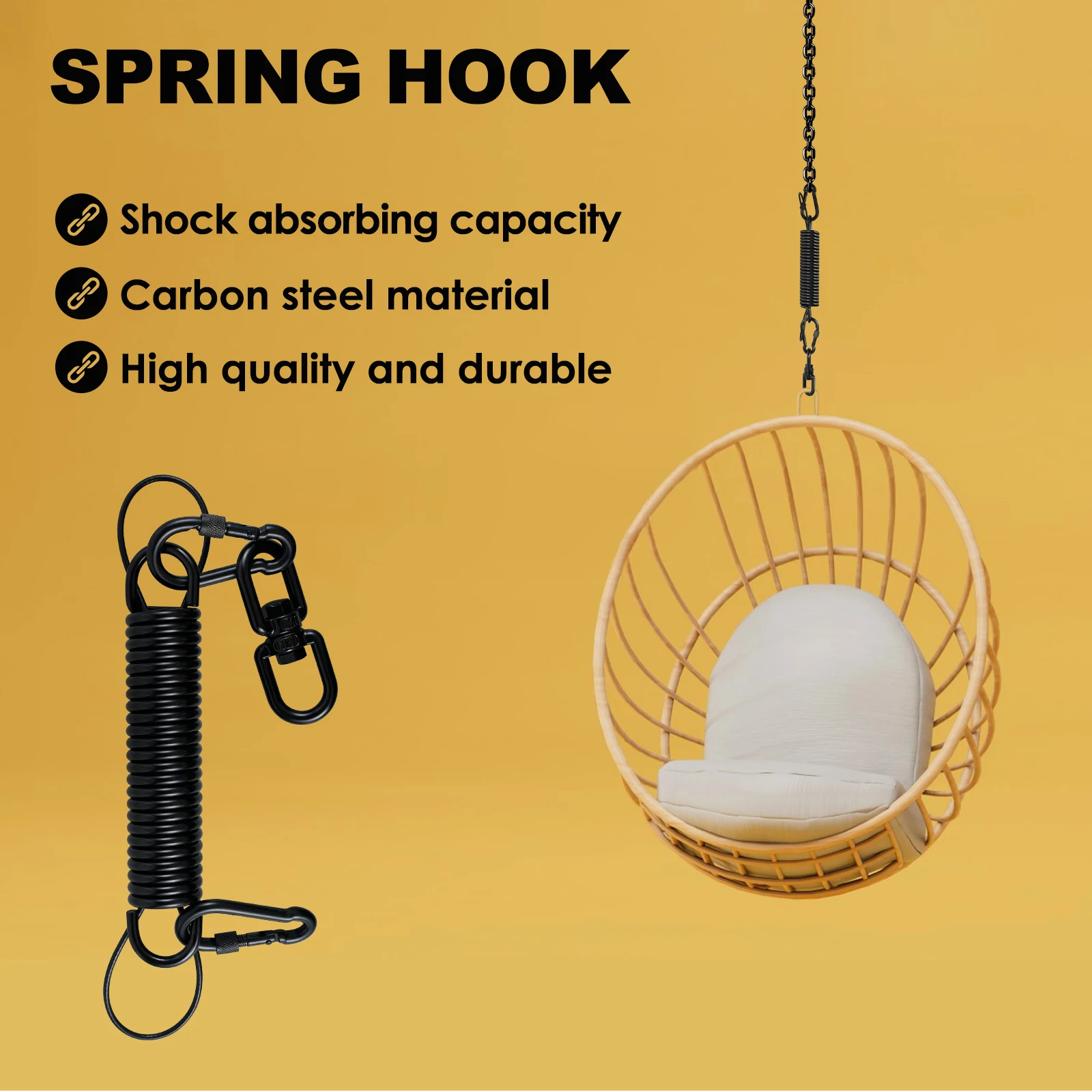 Hammock Chair Hanging Kit Swing Spring Hardware Heavy Duty Suspension Swivel Hanger Hook for Hanging Chair Swing Seat Garden