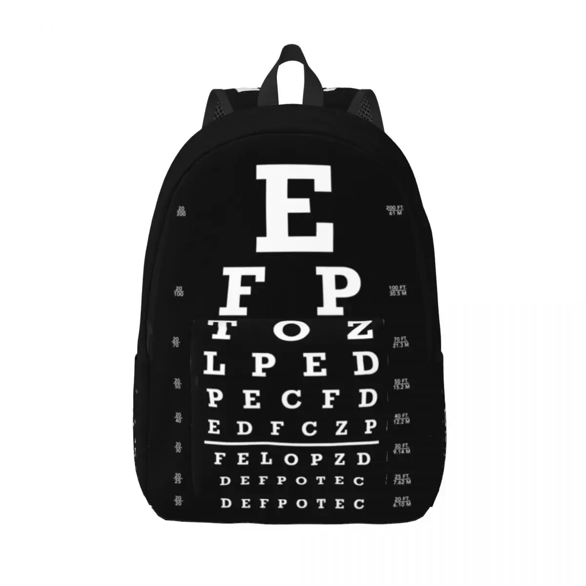 Eye Snellen Chart Canvas Backpacks for Boys Girls Optometrist Eye Exam College School Travel Bags Bookbag Fits 15 Inch Laptop