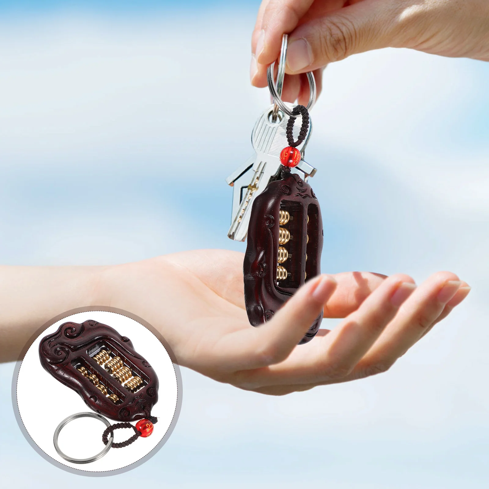 

Mini Wooden Abacus Pendant Retro Style Hanging Ornament for Keychain Bag Decor DIY Gift Exquisite Craft Movable Beads