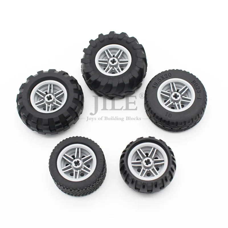 MOC Technical Tire Wheel Hub Bricks Car 56145 15413 44309 61481 55976 70695 Construction Building Blocks Compatible High-Tech