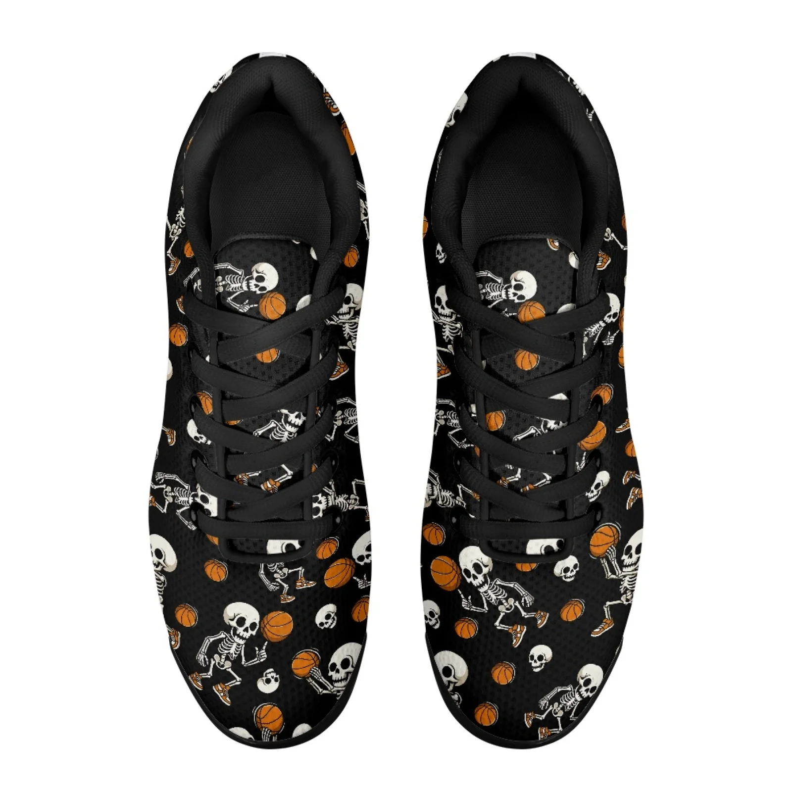 PENSTROLL Basketball Playing Skeletons Pattern Breathable Cross Trainers for Mens Walking Mesh Tennis Sneakers
