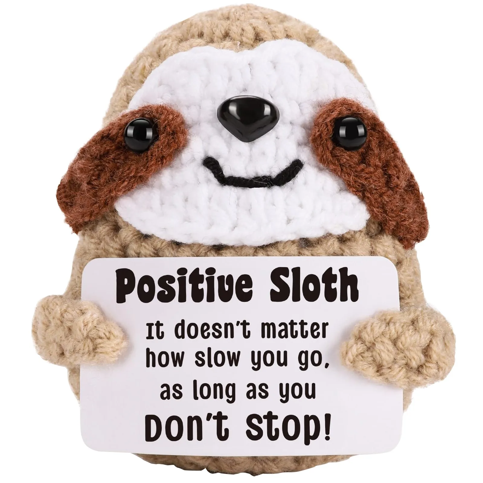 Inspirational Positive Crochet Sloth - Handmade Little Reminders Emotional Uplifting Support Mental Health Knitted Sloth Women