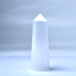 1PC Natural White Selenite Stones Crystal Point Wand Healing Stone Energy Ore Mineral Crafts Home Decoration Quartz Chakra Tower