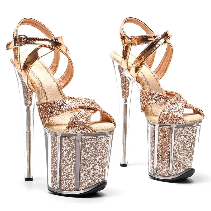 

Fashion 20CM/8inches Glitter Upper Plating Platform Sexy High Heels Sandals Pole Dance Shoes 301