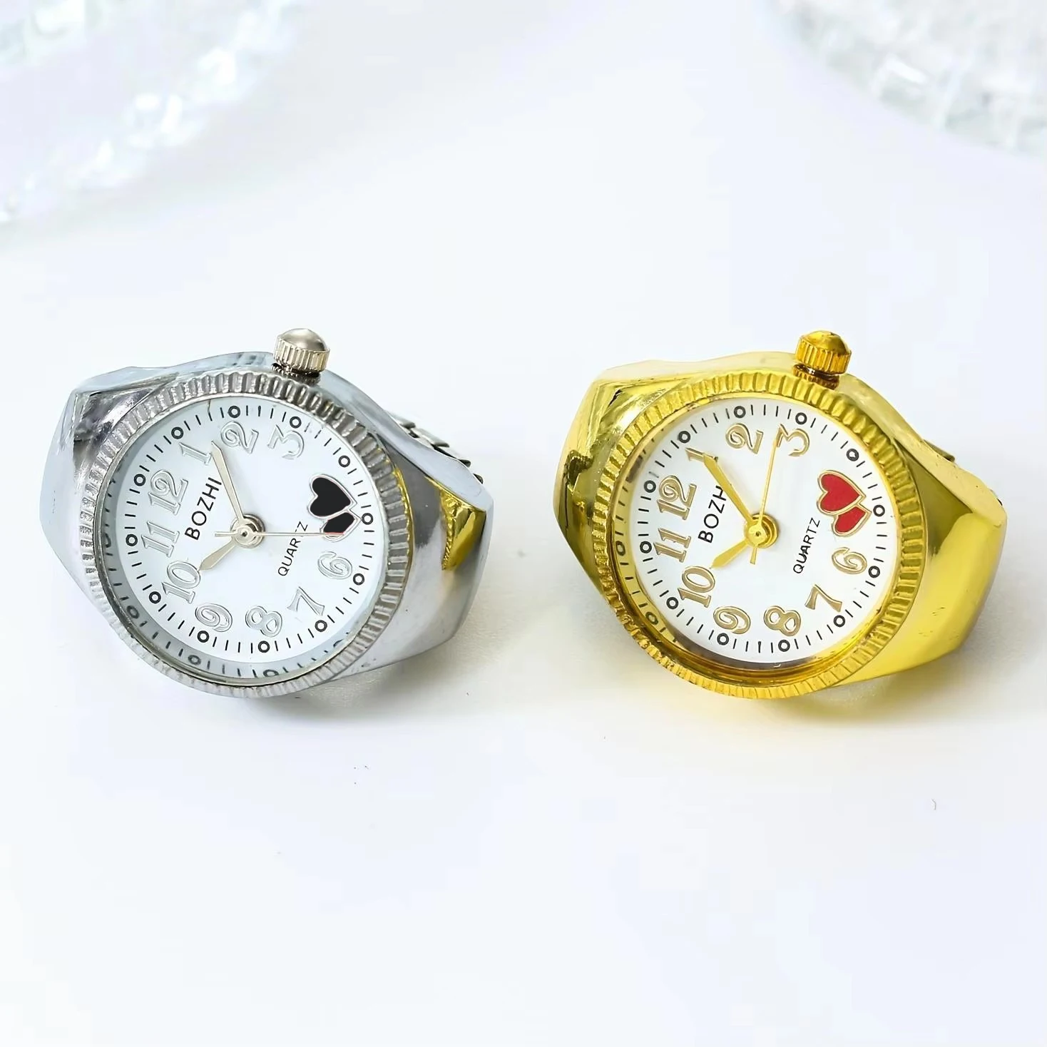 1 قطعة ساعة الموضة الرائعة يمكن أن ترى الوقت هدية إصبع ساعة حلقة حلقة ساعة إصبع ساعة طبعة صغيرة ساعة جيب شخصية