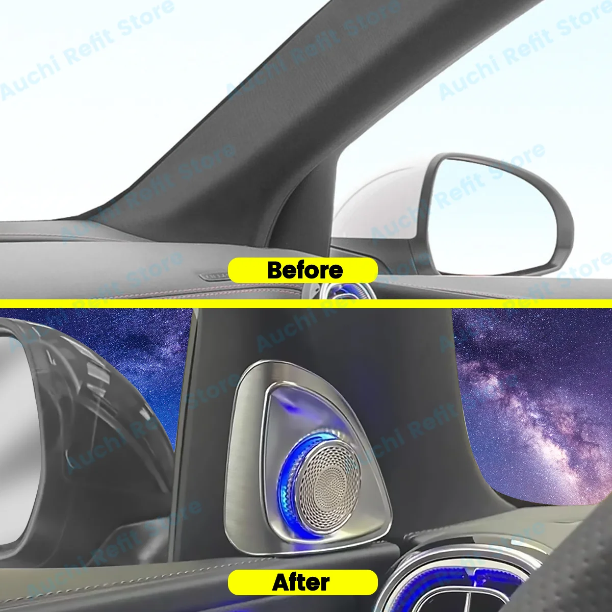 64 Colors 4D Rotating Tweeter Speaker Ambient Light For Mercedes-Benz 4D Tweeter X254 GLC Car Speaker Audio Ambient Light