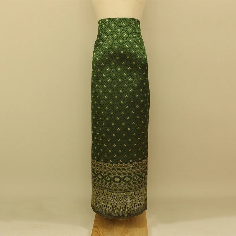 Dai Thai Ethnic Traditional Costume DIY Fabric Southeast Asia Brocade Woven Straight Skirt Sew Fabric Skirt Tube Dress 1m Wide