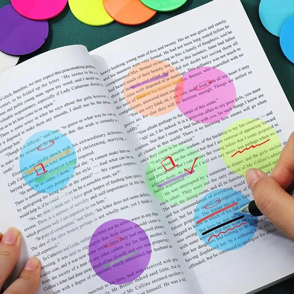 

Round Translucent Memo Pads Clear Index Stickers Easy Peel Strong Adhesion School Office Home Supplies Sticky Notepad