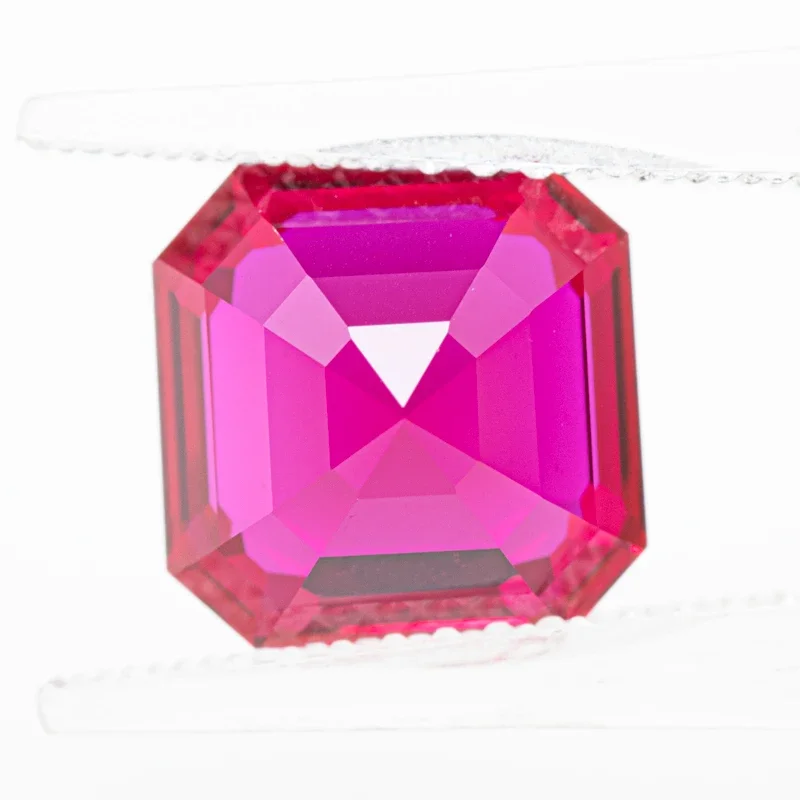 Top Lab Grown Ruby Square Red Color Asscher Cut VVS1 Gemstone Charms DIY for Jewelry Making Material Selectable AGL Certificate