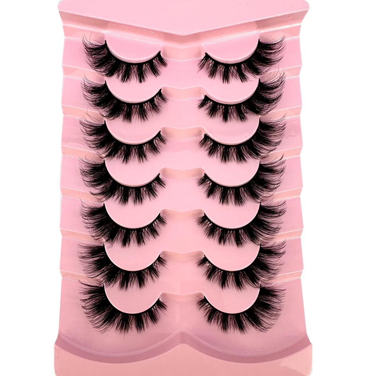 New Cat-Eye 5D Mink Eyelashes Curled Winged Natural Realistic Messy End Eye Elongated Thick False Eyelashes Soft Fake Eyelashes