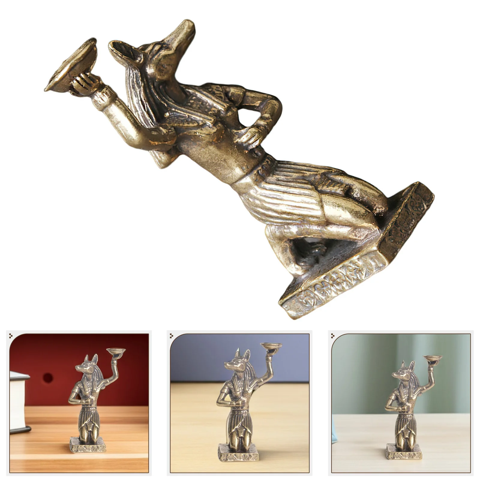 

Brass Egypt Statue Retro Anubis Design Elegant Desktop Decor for Living Room Bedroom Office Space Decoration Brass Statues