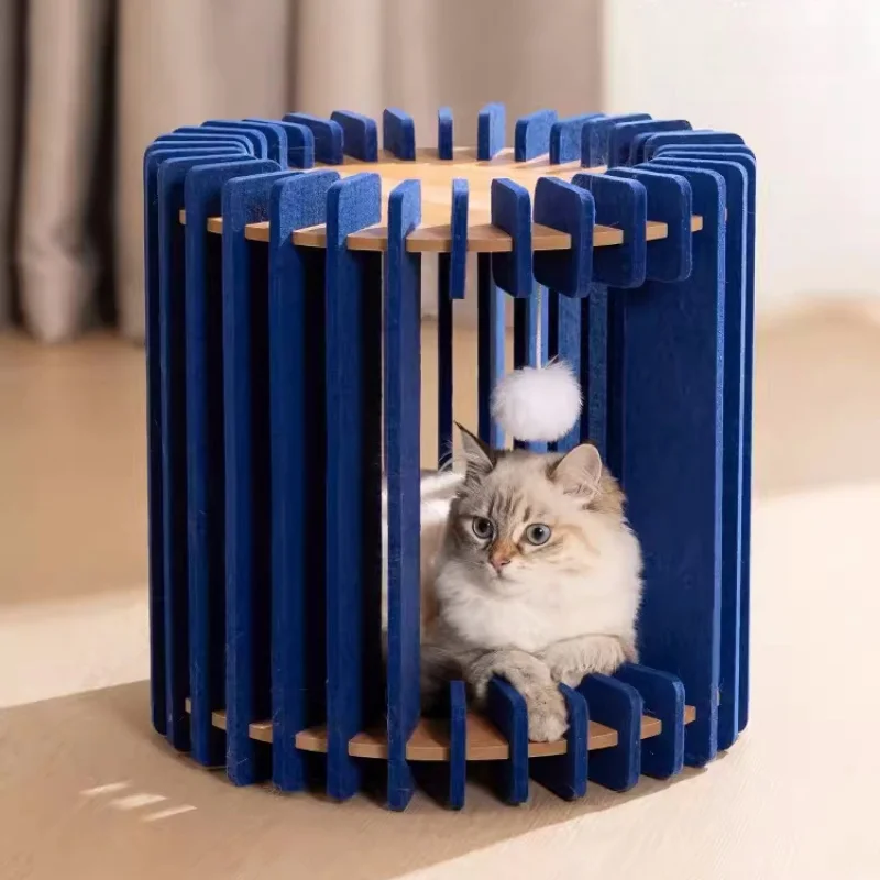 

Funny Cage and Lotus Shape Cat Condo Covered Cave Bed Hideaway Hut Furniture for Pets and Large Cats