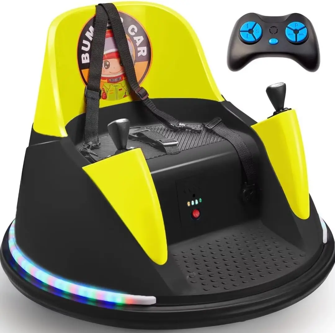 Bumper Car for Kids Toddler 1.5-6 Years with Remote Control Bluetooth Music 3 Speeds DIY License Plate Electric Ride on Toys Pas