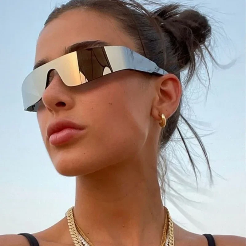 Unisex Rimless Sunglasses One-piece Punk Sports Sunglasses UV Protection Fashion Multiple Colors Eyewear lentes de sol mujer