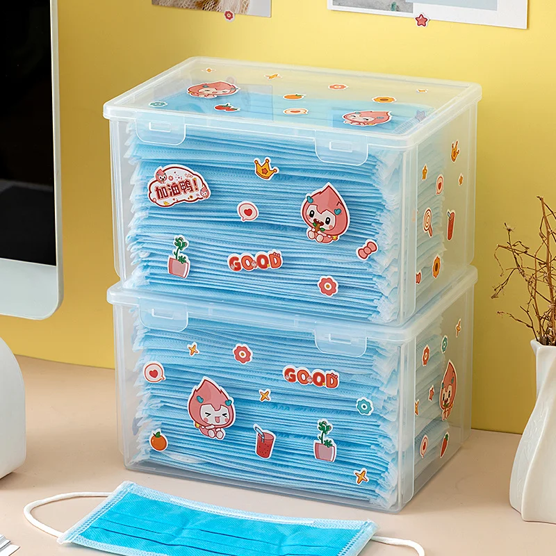 

Mask Storage Box Household Large Capacity Hallway Storage Respirator Mask Box Storage Storage Fantastic Transparent Box