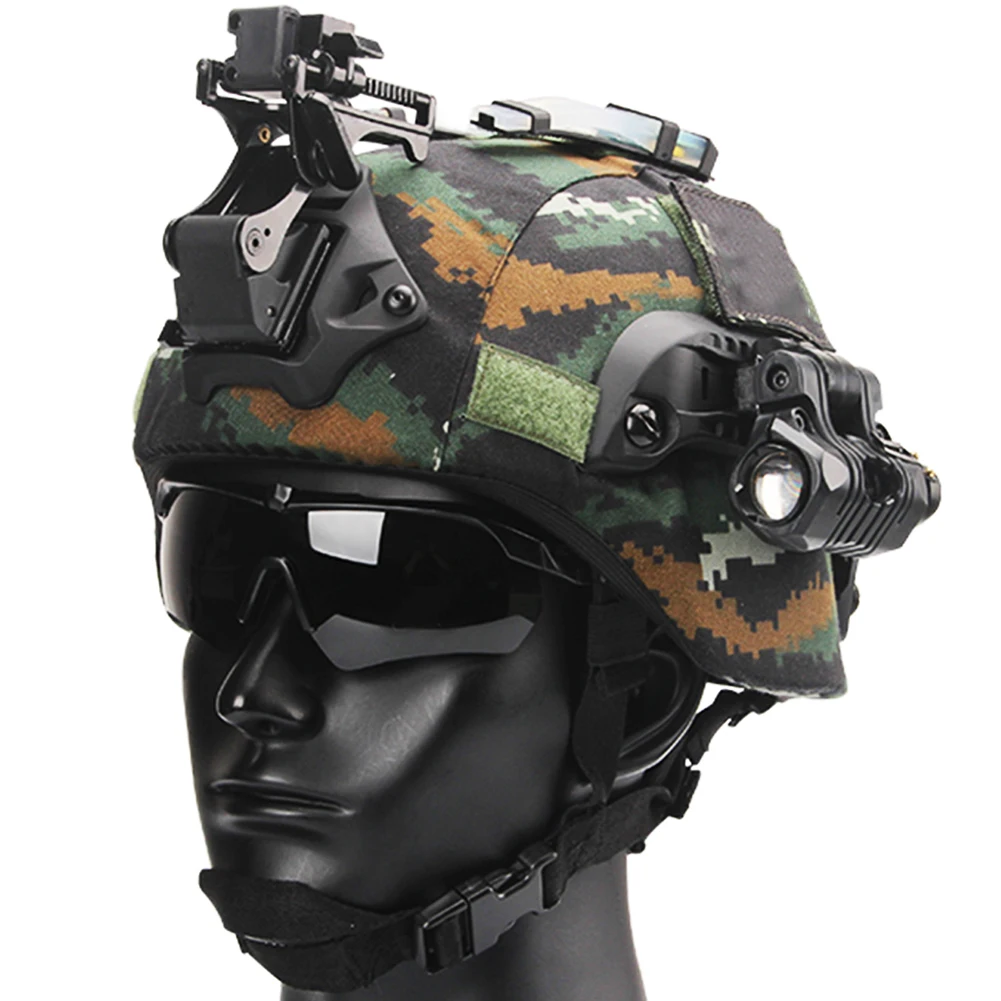 MICH 2000 Camo Tactical Helmet Set, with Paintball Goggles and Military Flashlight, Metal NVG Mount, for Paintball Airsoft Game