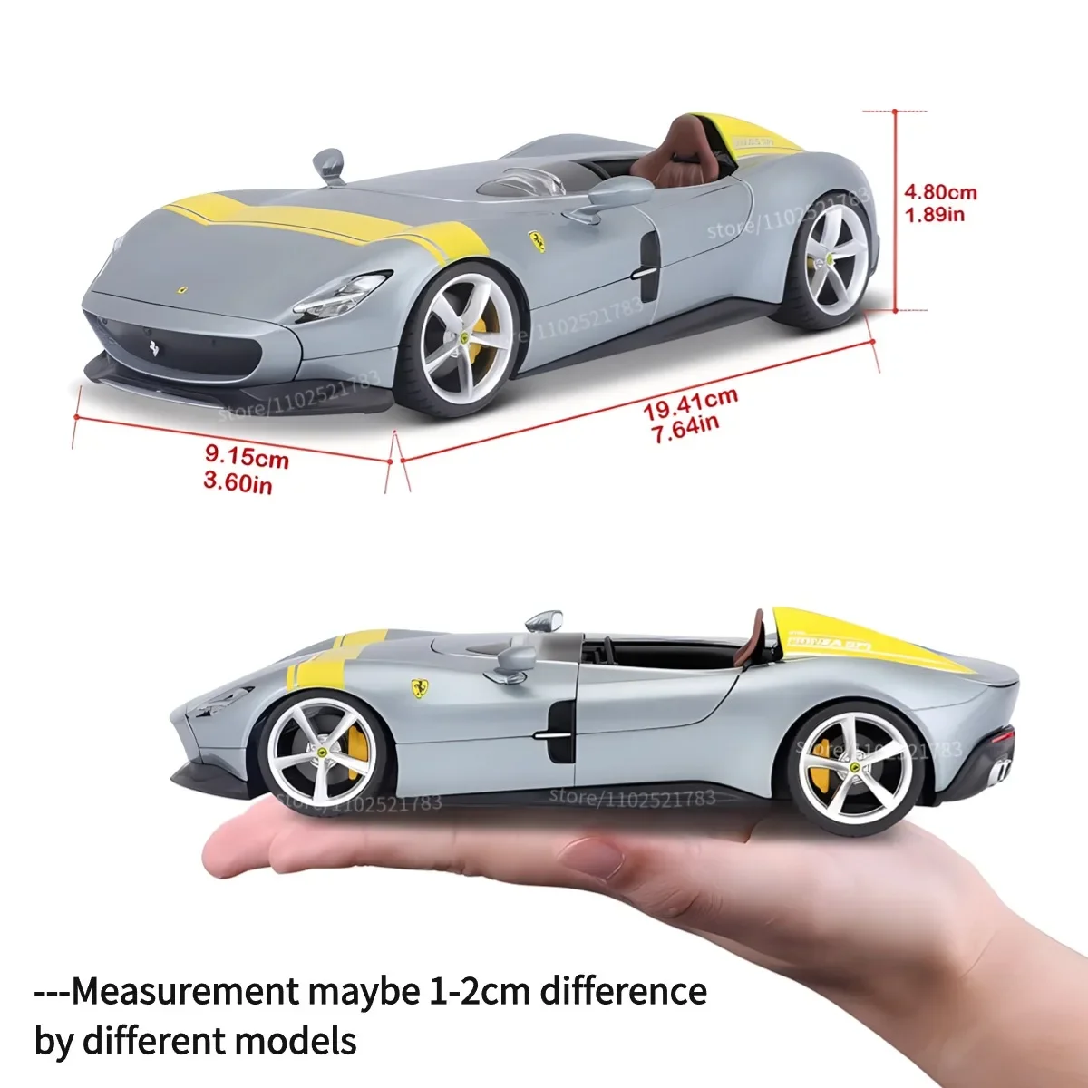 Bburago 1:24 Ferrari 250 GT Replica Metal Diecast Car Model Scale 458 488 Miniature Toy - Perfect Gift for Ferrari Enthusiasts