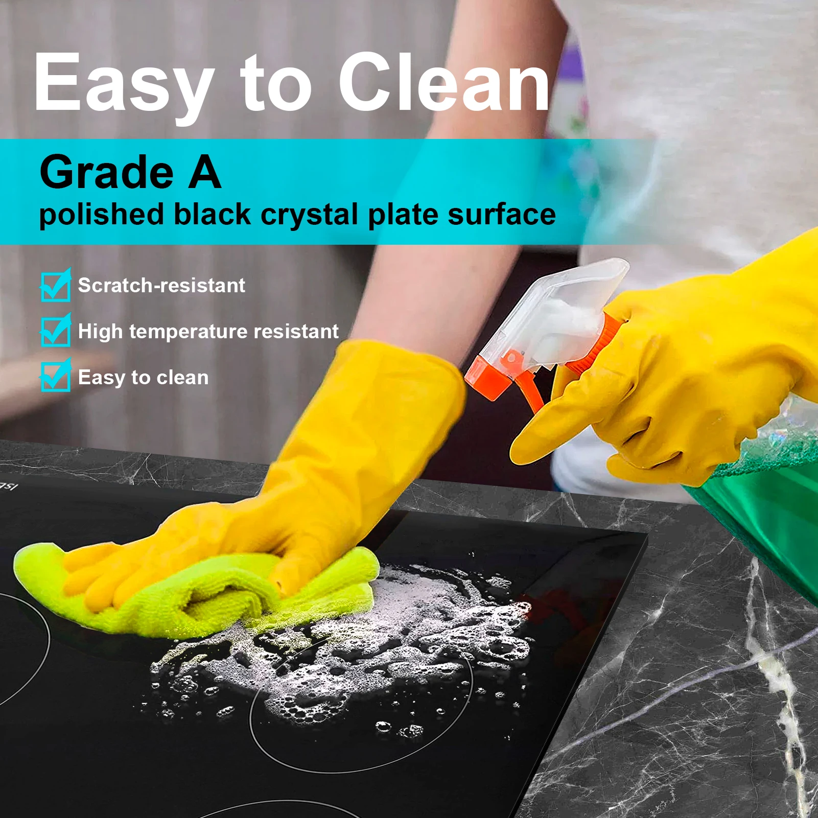 موقد الطبخ العلوي الكهربائي، طبق تسخين كهربائي 4 شعلات، التحكم باللمس 220-240 فولت موقد المطبخ لأواني الطبخ ذات درجة الحرارة العالية