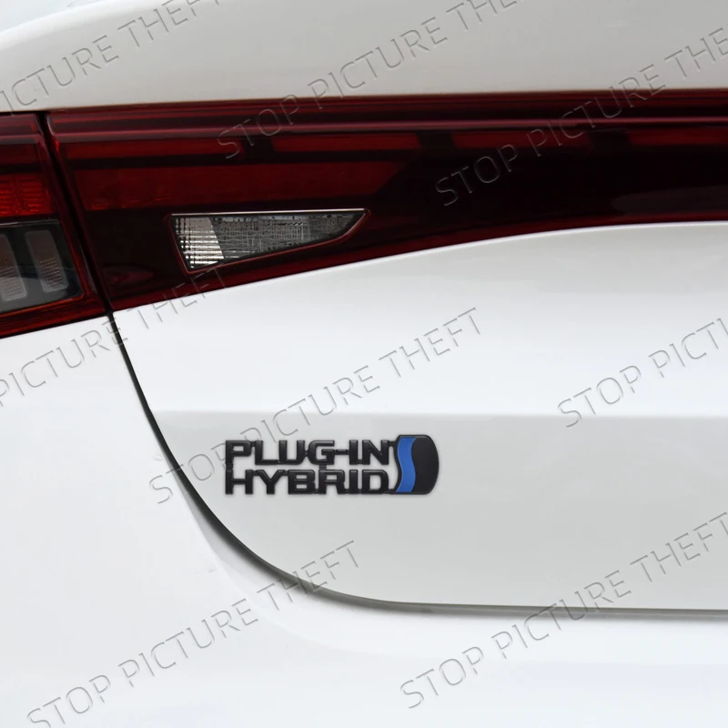 Metal Alloy Plug-in Hybrid Logo Car Trunk Fender Sticker Side Emblem Badge For Toyota RAV4 Camry RAV4 Prius Prado C-HR Hilux GR