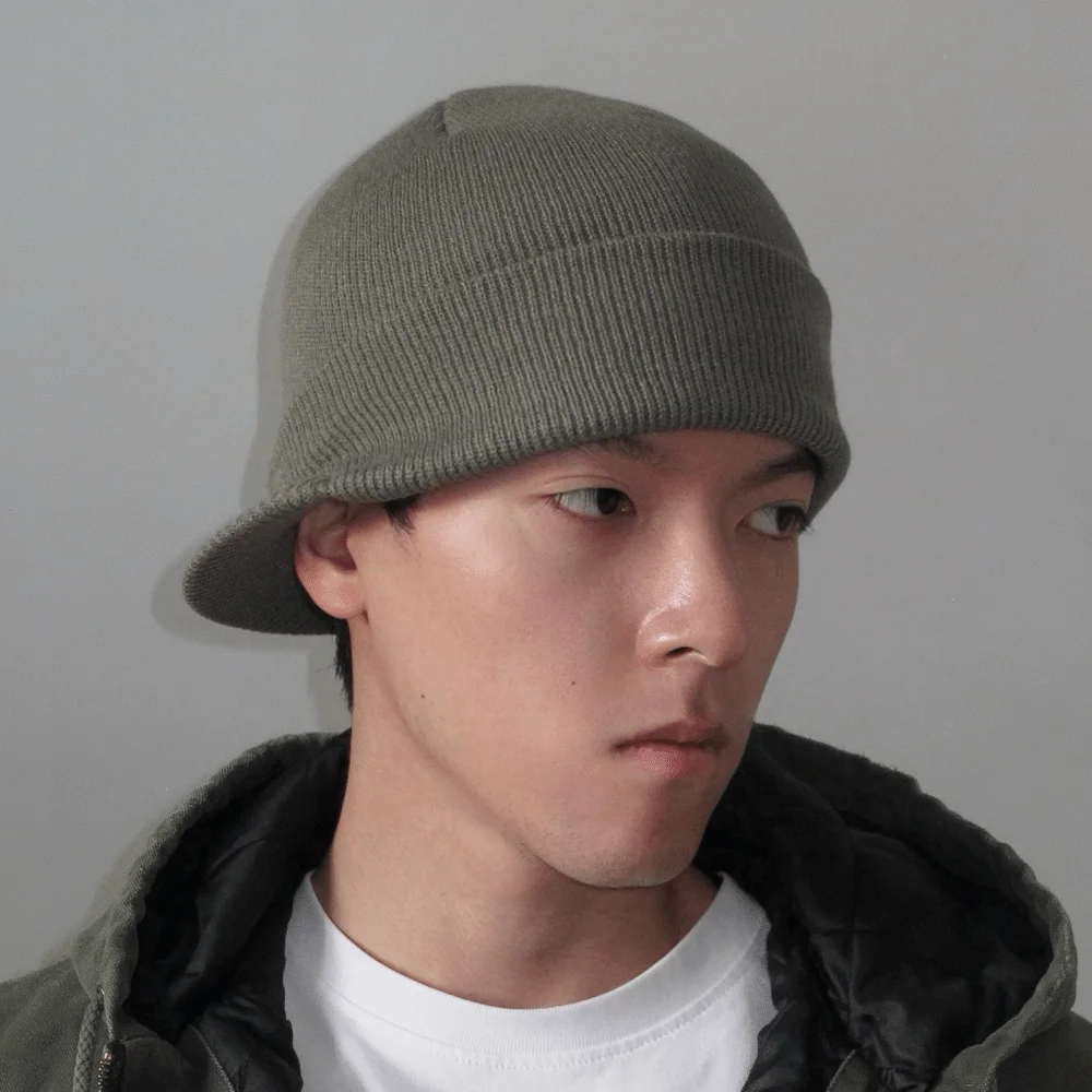 

Gift Thicken Warm Knitted Peaked Cap Earflap Therma Short Brim Beanie Cap Solid Color Soft Add Plush Lined Hat Outdoor