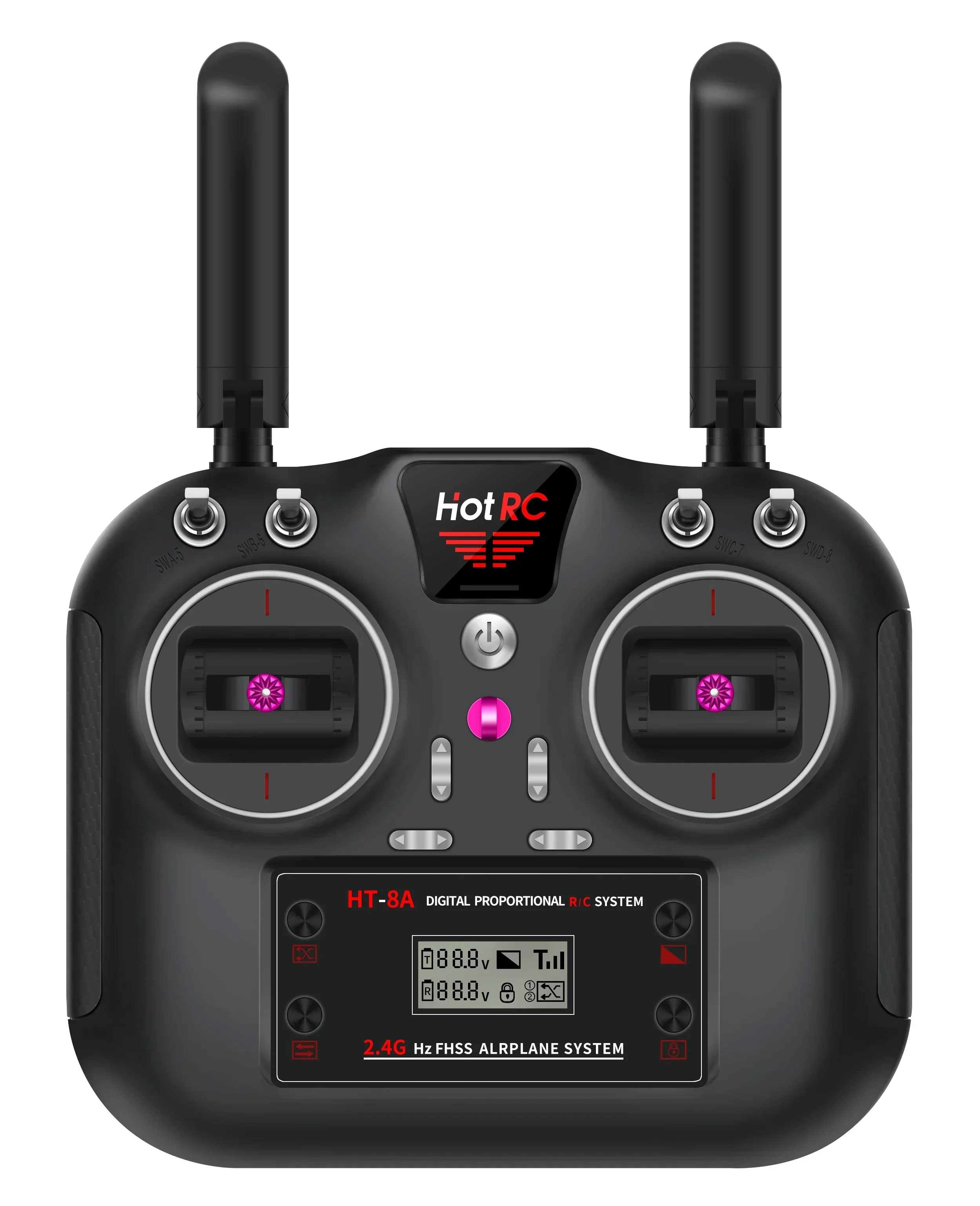 HOTRC 8CH 2.4G HT-8A PWM Transmissor com receptor de 8 canais Sistema de rádio Controle remoto para avião RC FPV Racing Drone