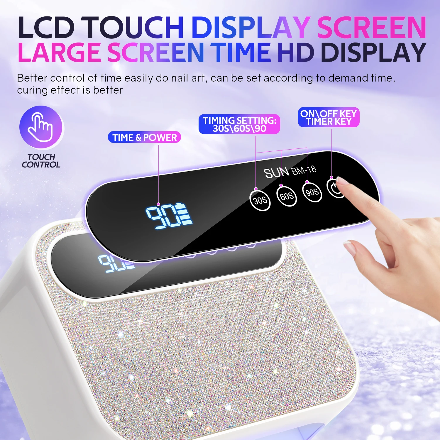 42LEDS Rechargeable Nail Lamp Professional UV LED Lamp With Diamonds 168W Gel Polish Drying Lamp For Nails Manicure Tools