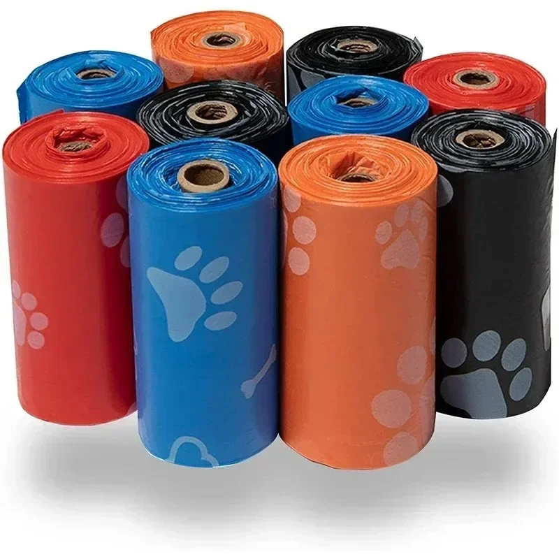 10 Rolls Paw Printing Dog Poop Bag Large Cat Waste Bags Doggie Outdoor Home Clean Refill Garbage Bag 15 Bags/ Roll