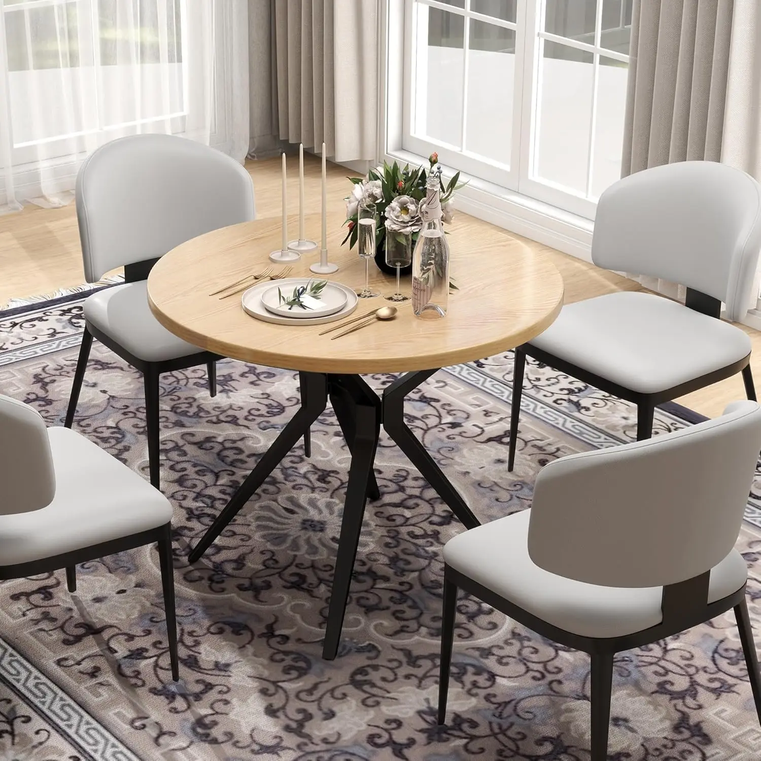 36 Inch Round Dining Table, Modern Kitchen Table For 2-4 Persons, 1.5