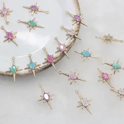 30pcs/lot color beads core copper cartoon stars shape metal floating locket charms diy jewerly earring/necklace accessory