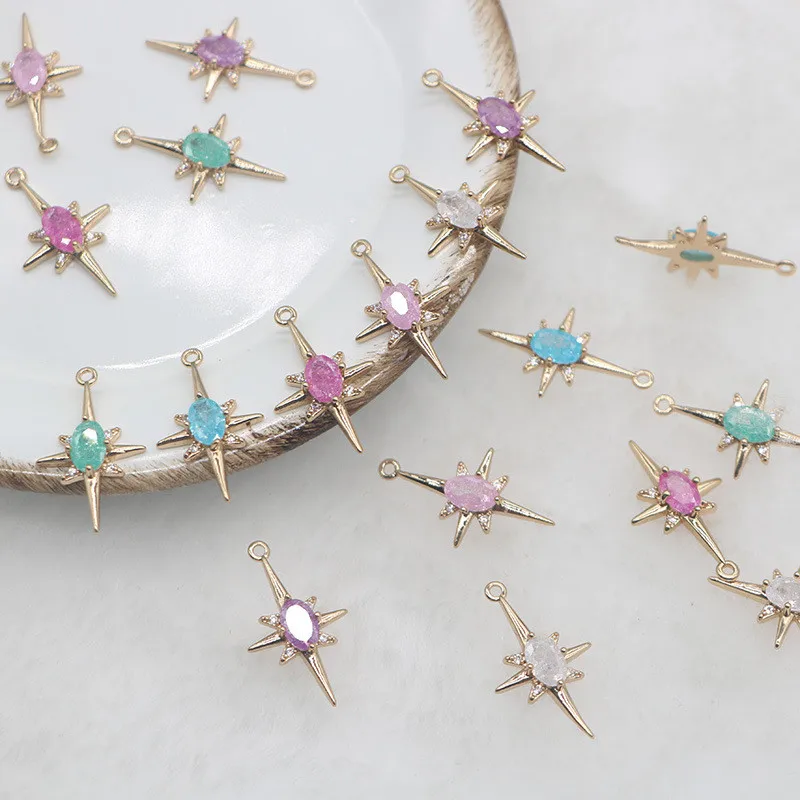 30pcs/lot color beads core copper cartoon stars shape metal floating locket charms diy jewerly earring/necklace accessory
