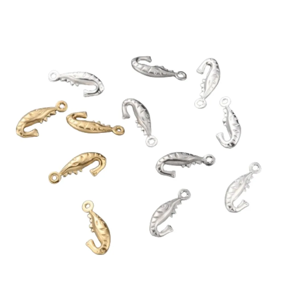 200pcs Shrimp Pendants Real 24K Gold Plated Mini Charms for Dangle Earrings Necklace Jewelry Making Supplies 15.5x6.5x2.5mm