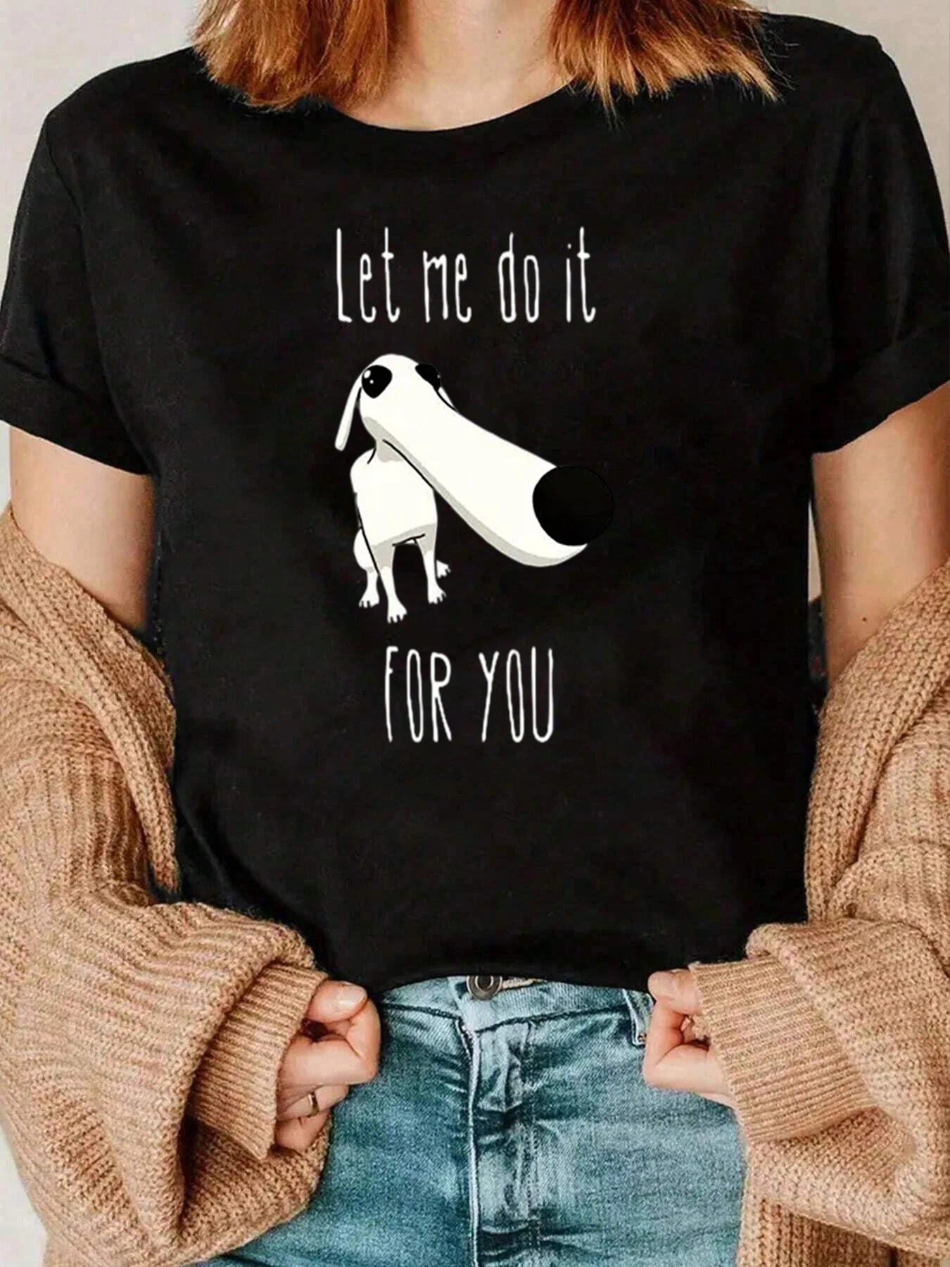 

Dachshund Dog Let Me Do It For You Print T Shirt Casual Wear Women 220g