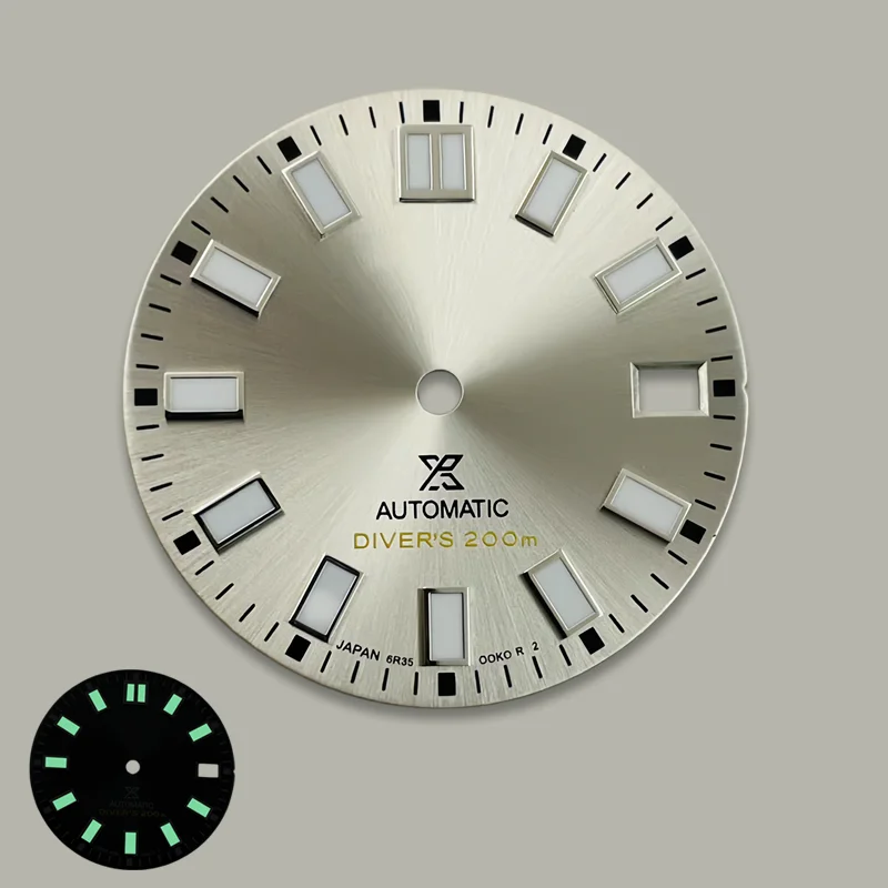 

28.5mm NH35 S Dial Suitable for NH35/NH36 Movement Green Luminous Watch Modification Parts