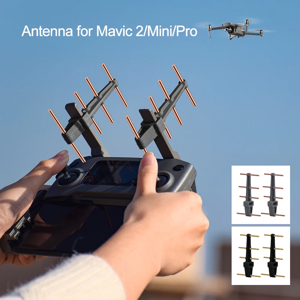 2 Pcs Yagi Antenna for Mavic 2/Mavic Mini/Pro/Phantom 4 Pro Transmitter Controller Signal Booster Range Extender 2.4G Accessory