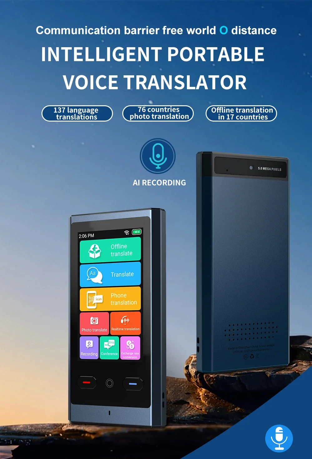 Z9-スマート音声翻訳機,写真スキャン,インスタントオフライン録音,ビジネス,ベトナム,トルコ,チェコ,ポーランド