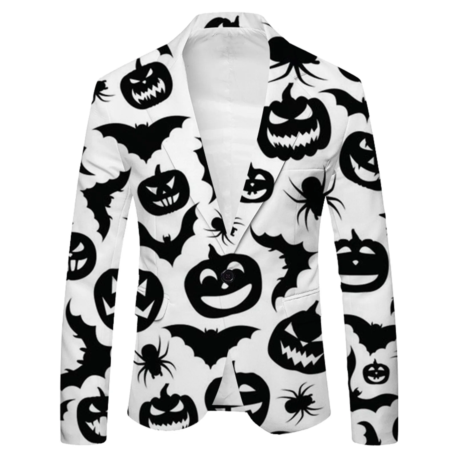 Halloween Printed Men's Suit Coat Fashion Casual Buckle Single Breasted Fashion Soft Work Formal Warm Casual Party Blazer Men