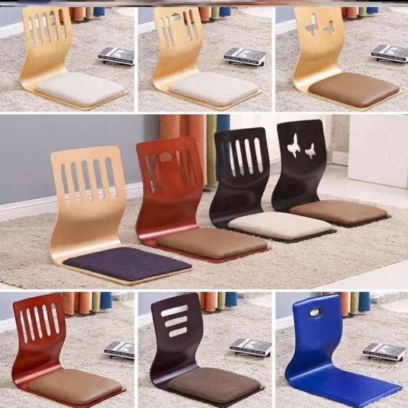 

Backrest Household Lazy Japanese-style Chair Legless Reading New Country Floor Chair Back Chair Small-sized No-foot 나무의자