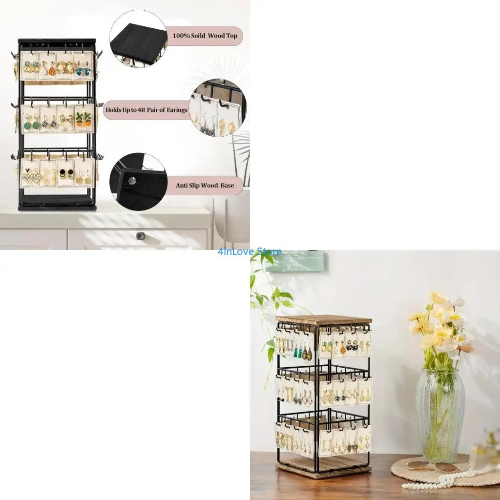 

T4MD Sturdy Iron Fame Earring Display Stand with Base Organizers for Easy Access