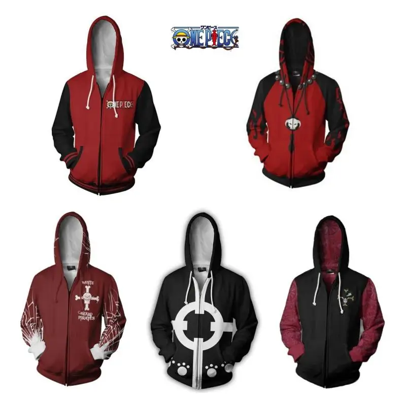 One Piece Anime Cartoon Luffy Cosplay Roronoa Usopp Sanji FRANKY Sweatshirt 3D Printed Zipper Hooded Sweater Coat Men's Guards