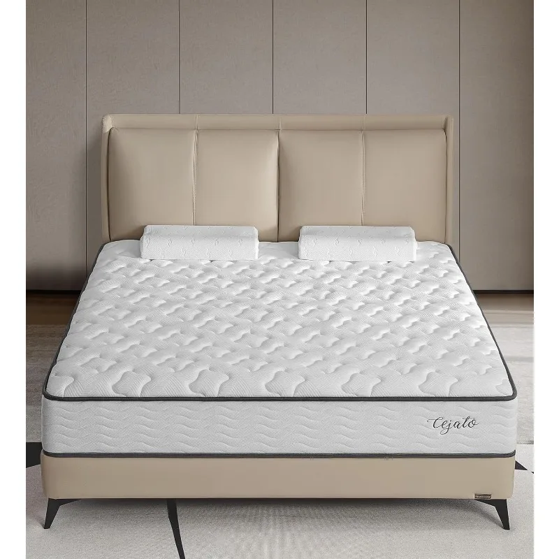 Queen Mattresses,Memory Foam Hybrid White Mattress with Provide Support and Improve Sleep Mattresses, Medium Firm