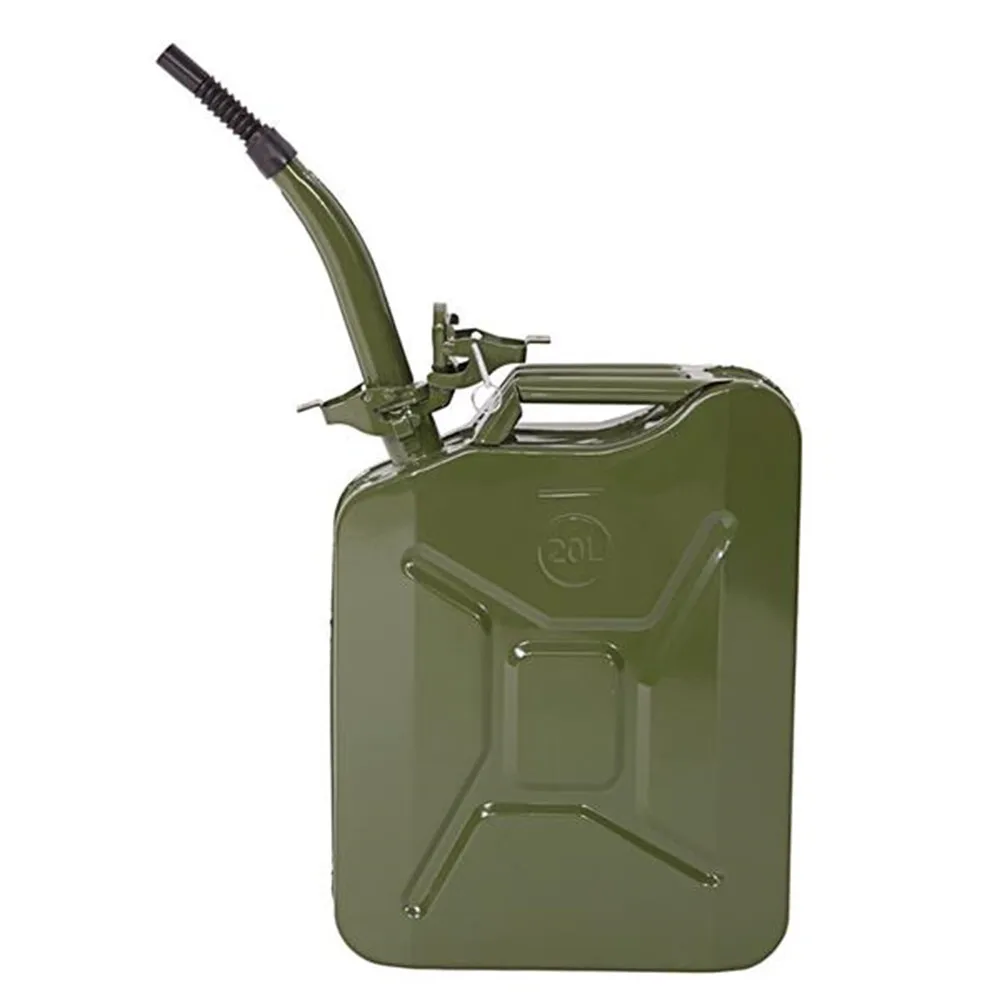 20L 0.6mm Metal Fuel Can, Portable Steel Oil Can, ArmyGreen Petrol Diesel Storage Can For Fuels Gasoline