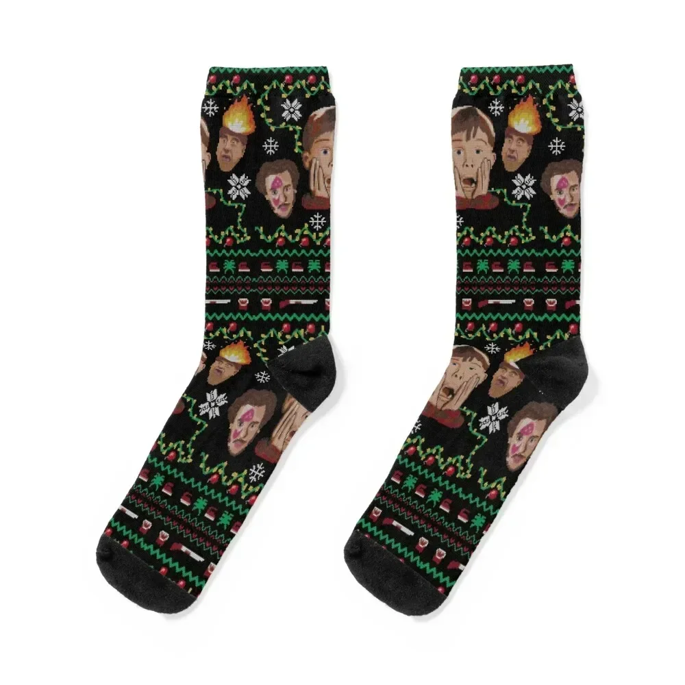 Vintage Home Alone Christmas Sweater Socks hip hop designer brand Male Socks Women's