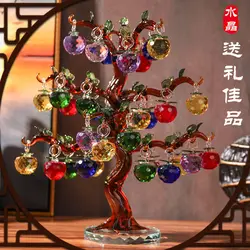 Crystal glass crafts, apple tree ornaments, gifts, colored peace fruit decorations, crystal tree home decorations