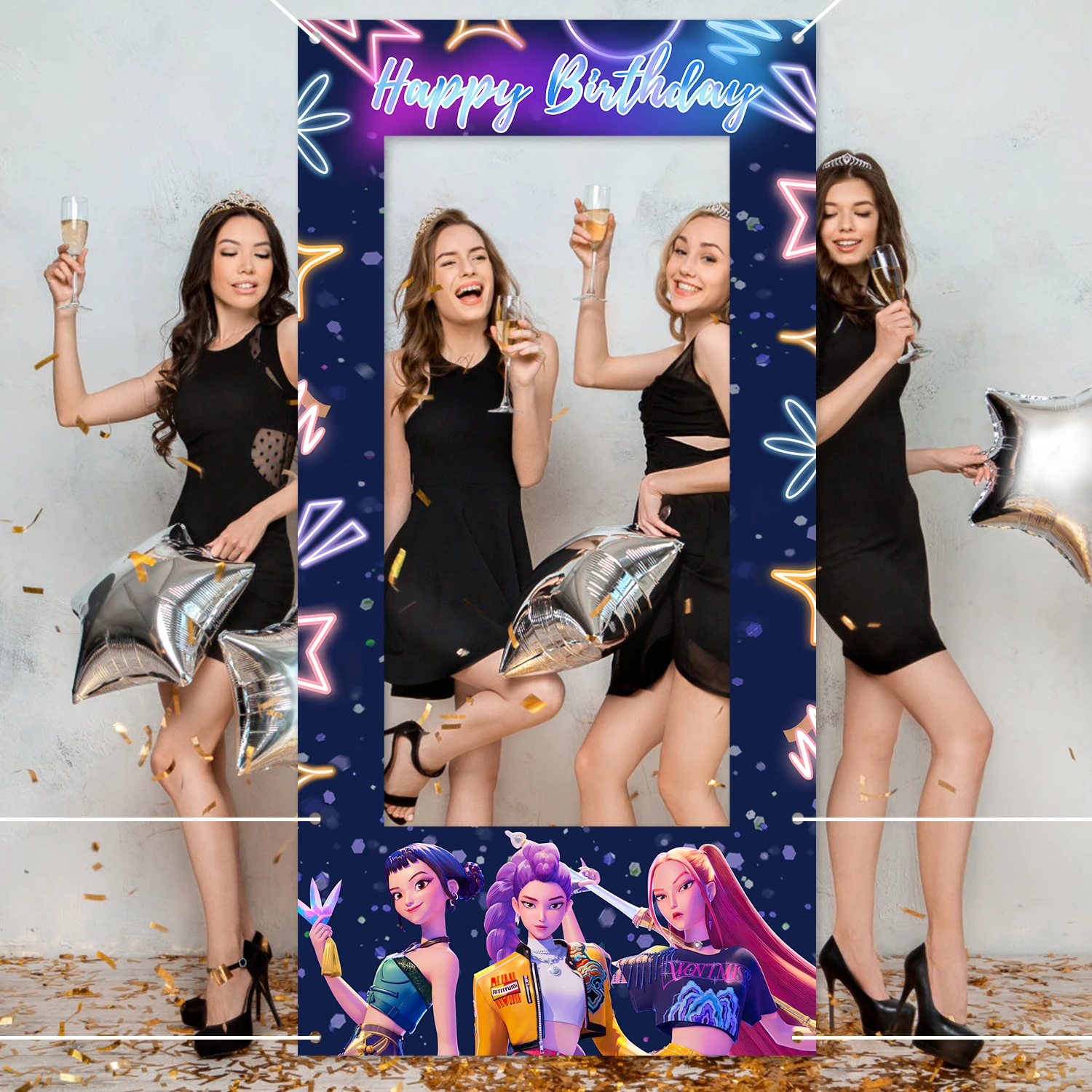 1 قطعة KPop شيطان الصيادين الجوف خلفية إطار الصورة عيد ميلاد سعيد خلفية البوليستر KPop عيد ميلاد سعيد غطاء الفتيات الفتيان المفضلة #3